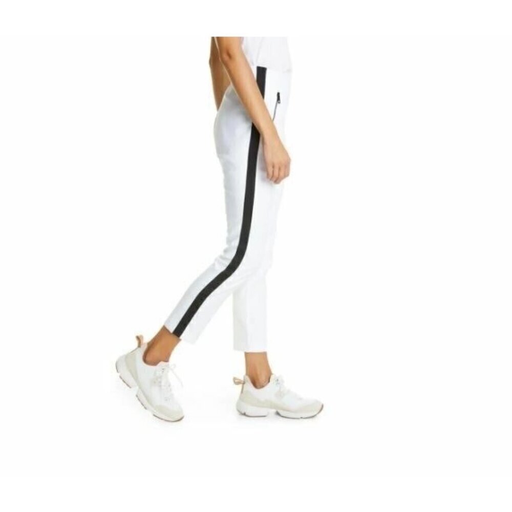 Rag & Bone Pants Size 10 Simone Side Stripe White Sporty Ankle High Waist